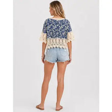 Load image into Gallery viewer, 6412- Boho Embroidery Lace Tie-Neck Tassel Blouse
