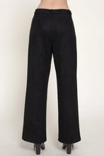 Load image into Gallery viewer, 6634- Straight Leg Faux Suede Long Pants-BLACK
