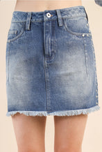 Load image into Gallery viewer, 5848-Jean Side Stud Detail Washed Denim Mini Skirt-BLUE
