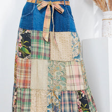 Load image into Gallery viewer, 6041- Western Boho Chic: Patchwork Belted Skirt
