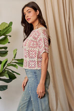 Load image into Gallery viewer, 5236- GRANNY SQUARE CROCHET TOP-PINK

