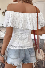 Load image into Gallery viewer, 5223-OFF-SHOULDER Ruffled Lace Short-Sleeved Top-WHITE
