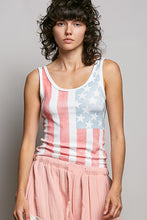 Load image into Gallery viewer, 6014- POL -American Flag Vintage Wash Ribbed Tank Top
