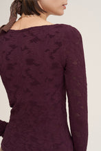 Load image into Gallery viewer, 6676-Floral Lace Boat Neck Top-RAISIN
