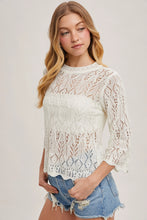 Load image into Gallery viewer, 6356- Crochet Knit Pullover Top with No Lining-IVORY
