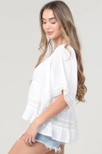 Load image into Gallery viewer, 5289- Lace Trim Square Neck Blouse-WHITE
