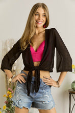 Load image into Gallery viewer, 6104-TEXTURED CHIFFON FRONT TIE BOLERO-BLACK
