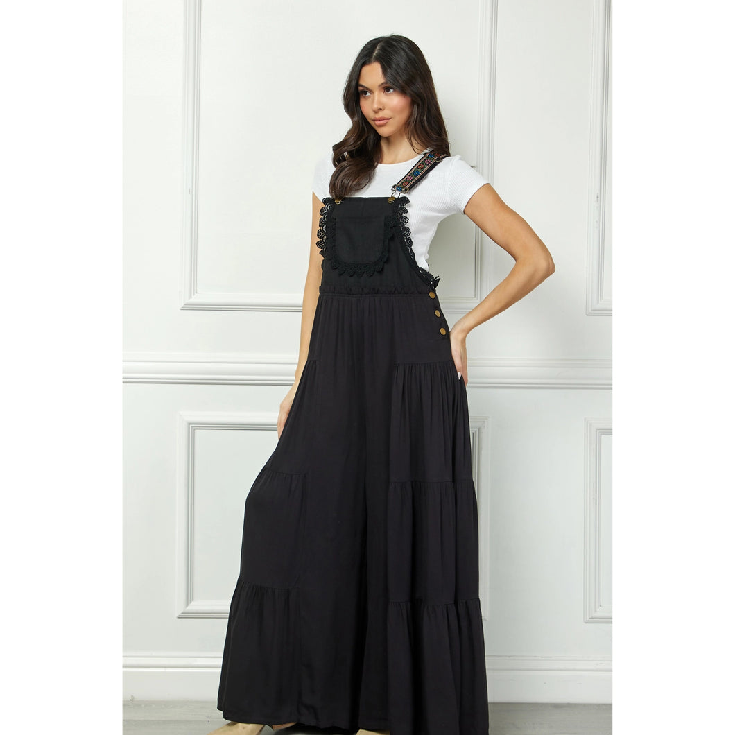5351-Embroidered Strap Flowy Jumpsuit-BLACK