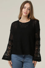 Load image into Gallery viewer, 6663- Light Weight Flare Bell Slit Sleeve Pullover-BLACK

