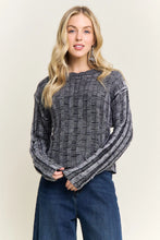 Load image into Gallery viewer, 5736-TEXTURED Knit Cropped Accents Sweater-BLACK
