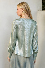 Load image into Gallery viewer, 5740-Metallic Cowl Neck Blouse-SAGE
