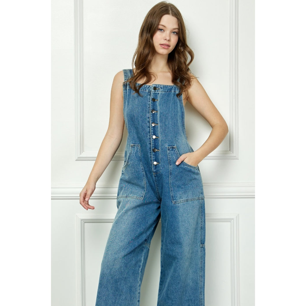 5350-Denim Multi Button Fatigue Overall