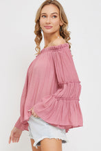 Load image into Gallery viewer, 4200-Off Shoulder Tiered Bell Sleeve-ROSE
