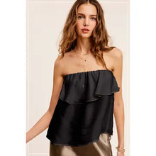 Load image into Gallery viewer, 6142- Off Shoulder Ruffle Detail Tube Top-BLACK
