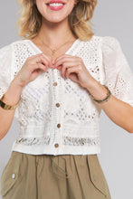 Load image into Gallery viewer, 5956-Eyelet Sleeve Blouse-WHITE
