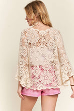 Load image into Gallery viewer, 5974-Bell Sleeve Crochet Top Blouse -NATURAL
