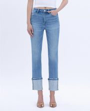 Load image into Gallery viewer, 5559- VERVET HR Rhinestone Cuffed Slim Straight Jeans

