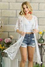 Load image into Gallery viewer, 4149-Lace Crochet Kimono-White
