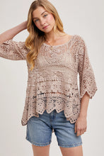 Load image into Gallery viewer, 6350- Sheer Crochet Top with No Lining-LATTE
