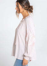 Load image into Gallery viewer, 4949-Long Sleeve Linen Embroidered Peasant Top-BLUSH ROSE
