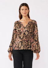 Load image into Gallery viewer, 5439-Long Sleeve Split Neck Raglan Blouse-MULTI

