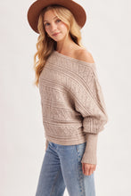 Load image into Gallery viewer, 6367- Boat Neck Balloon Sleeved Pointelle Knit Sweater-OATMEAL
