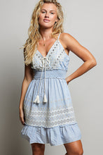 Load image into Gallery viewer, 5965-V-Neck Sleeveless Cotton Dress Eyelet -DENIM
