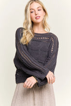 Load image into Gallery viewer, 5776-CROCHETED Open-Knit Pullover Sweater-GREY

