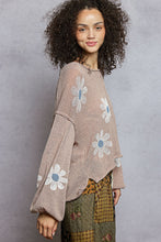 Load image into Gallery viewer, 5800-POL Balloon Sleeve Floral Print Thin Sweater-ROSE TAUPE
