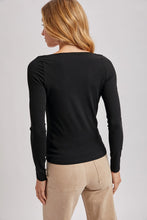 Load image into Gallery viewer, 6713- V-Neck Lace Trim Ribbed Knit Long Sleeve Top
