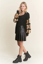 Load image into Gallery viewer, 4567- Crochet Sleeve Sweater Cardigan-BLACK
