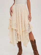 Load image into Gallery viewer, 6317- Lace Tier Midi Skirt-IVORY
