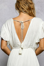 Load image into Gallery viewer, 5803- POL Ruffle Trim V-Neck Embroidery Sequins Tassel Long Dress
