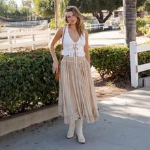 Load image into Gallery viewer, 5952-Prairie Dream Wanderer Skirt W/Shirred Elastic Midi Skirt
