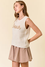 Load image into Gallery viewer, 5195-Round Neck Beach Sweater Tank Top - OFF WHITE
