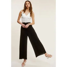 Load image into Gallery viewer, 6148- Wide Leg Elastic Waist Pants with Pockets-BLACK

