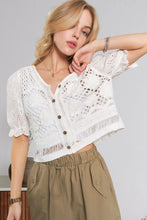 Load image into Gallery viewer, 5956-Eyelet Sleeve Blouse-WHITE

