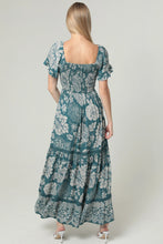 Load image into Gallery viewer, 5296-V Neck Twist Front Maxi Dress with Lace Trim-BLUE (
