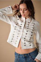 Load image into Gallery viewer, 6523- Western Military Button Twill Jacket-WHITE
