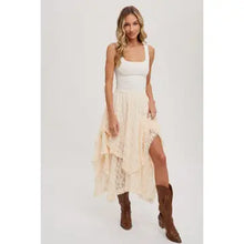 Load image into Gallery viewer, 6317- Lace Tier Midi Skirt-IVORY
