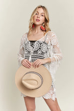 Load image into Gallery viewer, 4328-FRONT LACE UP CROCHET COVER UP-WHITE

