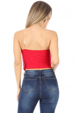 Load image into Gallery viewer, 4474-Paisley Print, Bandana Top with Clear Spaghetti Straps-RED
