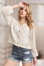 Load image into Gallery viewer, 5955-Embroidered Button-Down Woven Blouse-BEIGE
