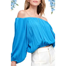 Load image into Gallery viewer, 6141- Off Shoulder Balloon Sleeve Top-TURQUOISE
