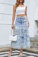 Load image into Gallery viewer, 6071- Layered Tulle Denim Maxi Skirt
