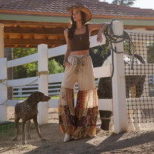 Load image into Gallery viewer, 5889-Boho Ruffled Tiered Wide Leg Knit &amp; Print Pants
