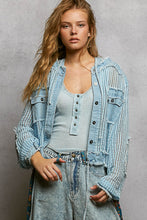 Load image into Gallery viewer, 5797- POL  Button Down Pocket Front Hoodie-BLUE

