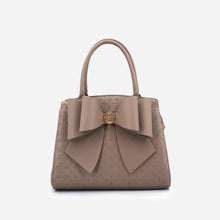 Load image into Gallery viewer, 6539- Cross Large Bow Vegan Leather Satchel Handbag-TAUPE
