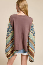 Load image into Gallery viewer, 5528-Boho Peace Vintage Graphic Boho Poncho Top-BROWN
