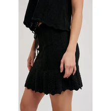 Load image into Gallery viewer, 6313- Knit Sweater Drawstring Mini Skirt with Lining-BLACK
